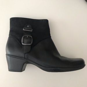 Clark’s short black leather boots